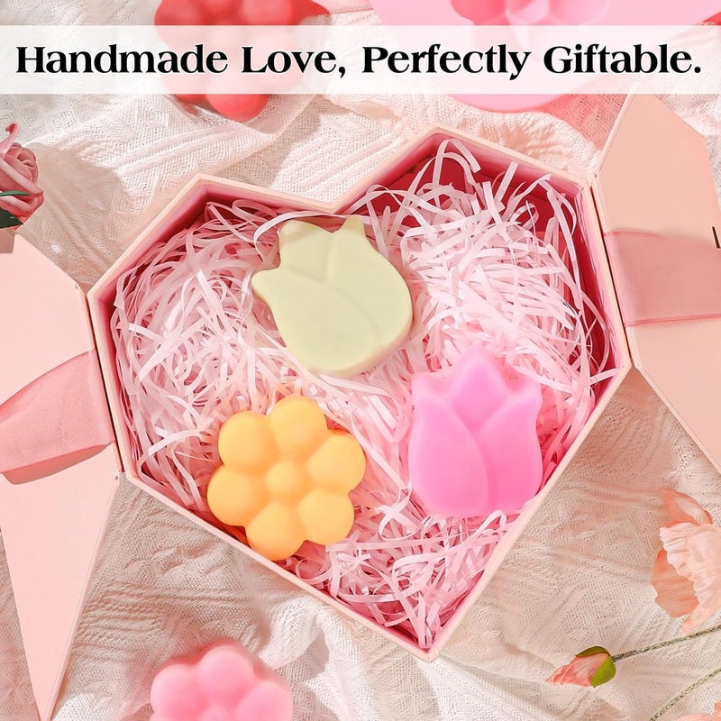 SJ Silicone Soap Molds 2 Packs, Tulip and Different Flower Shapes Soap Molds for Soap Making, 6-Cavity Mold for Craft Soap, Jelly, Chocolate, Candy, Lotion Bar, Bath Bombs & Ice Cube(Purple & Pink) - Image 5